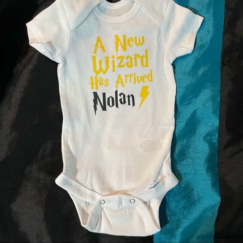 Made to order personalized wizard baby onesie